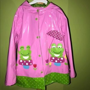 Girls 6X Pink Froggy Love Raincoat